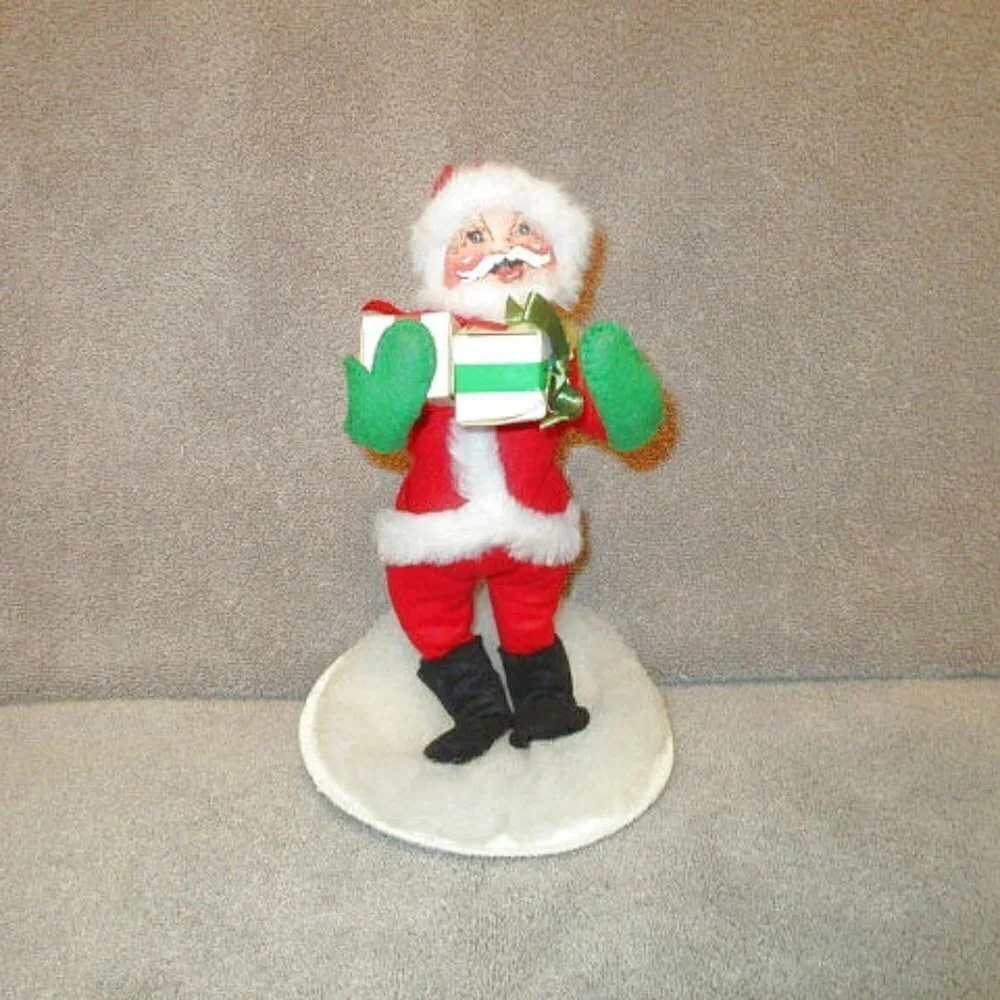 Vtg 1991 Annalee Santa Claus Doll 9” Snow Stand Poseable Christmas Presents EUC